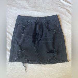 American Eagle curvy high rise mini black denim skirt